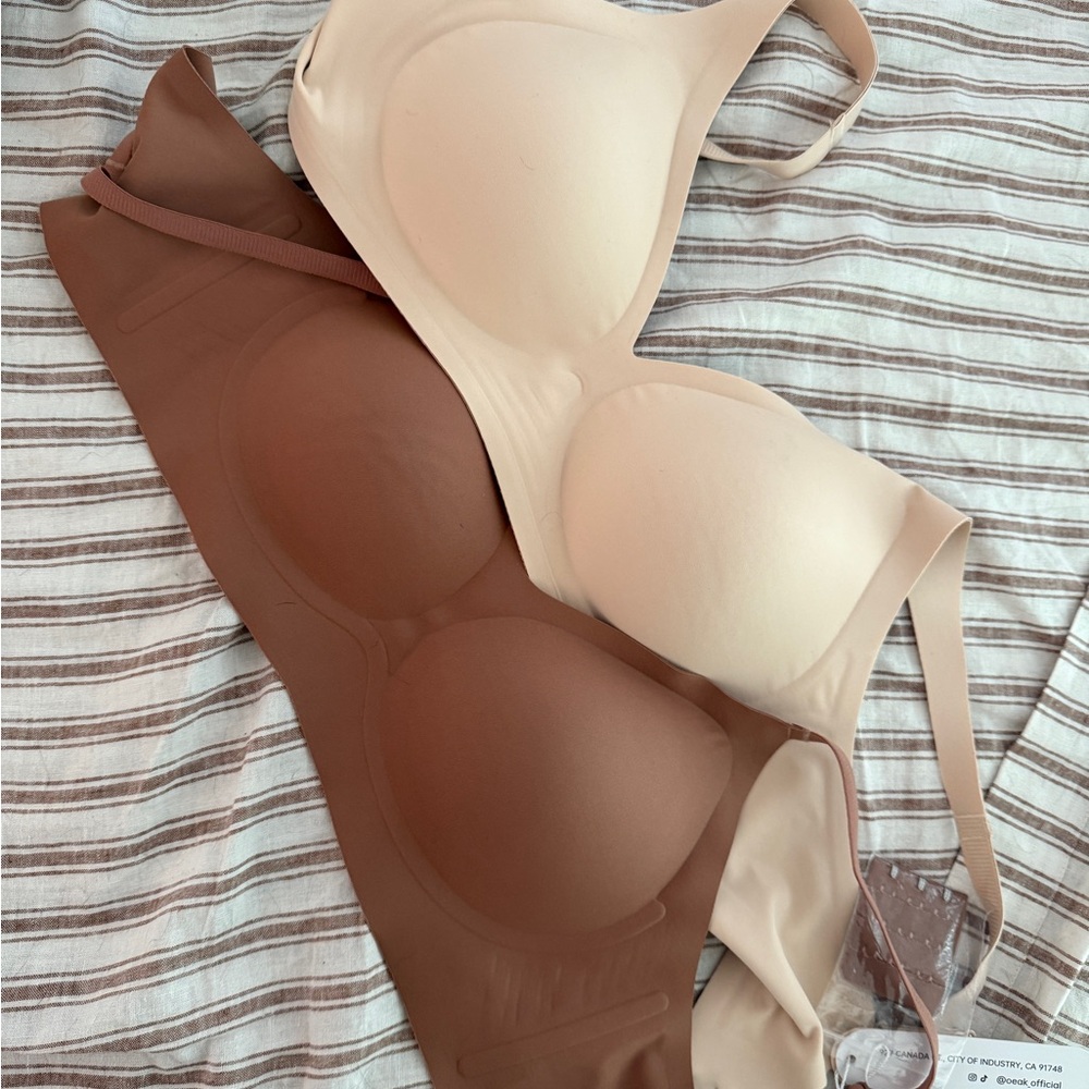Seamless Cream and Brown Bra Set